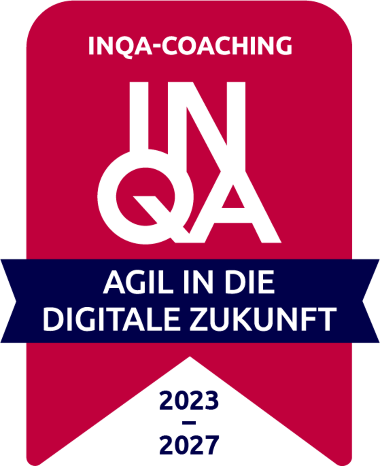 INQA-Coaching Badge mit dem Schriftzug "Agil in die digitale Zukunft"