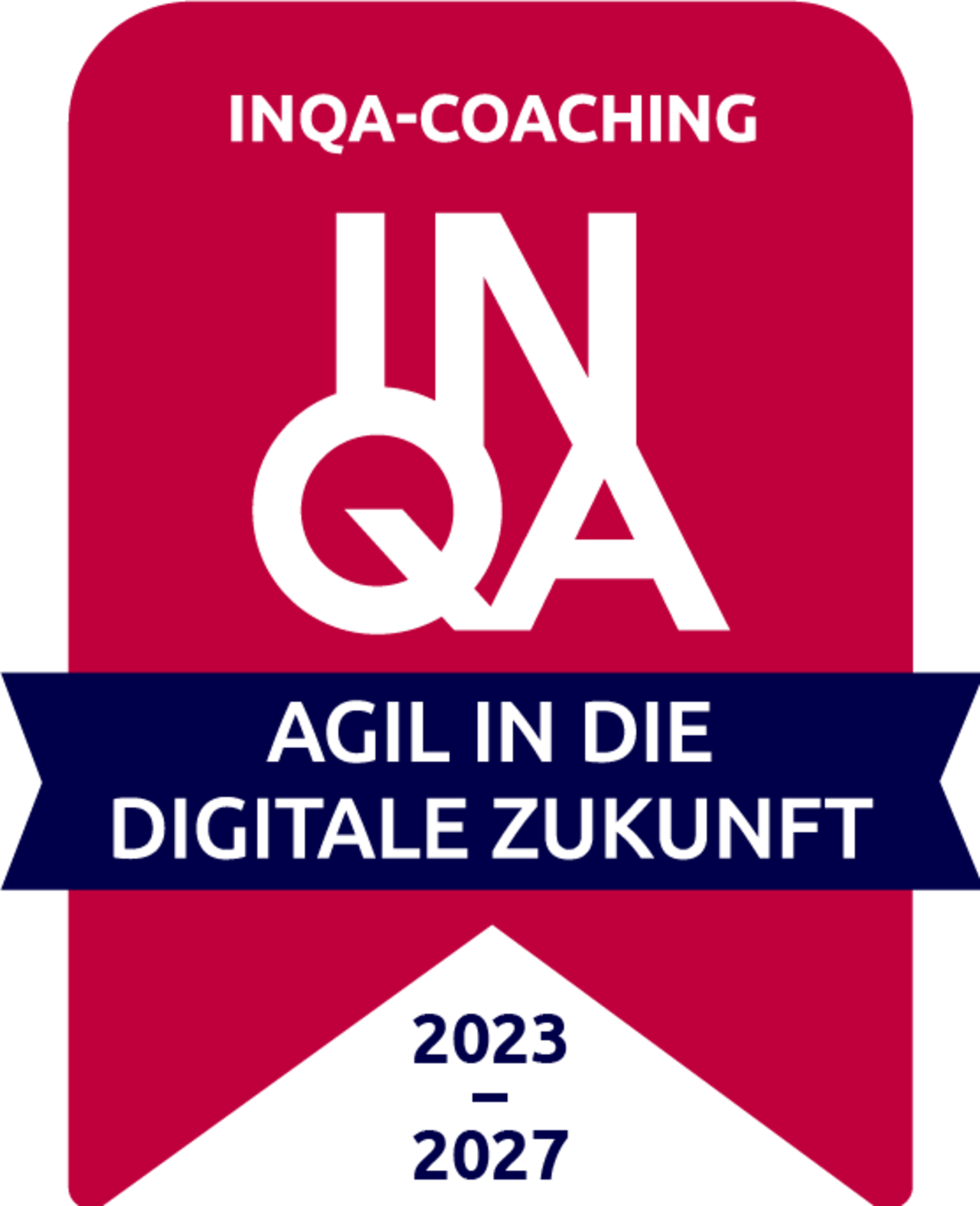 INQA-Coaching Badge mit dem Schriftzug "Agil in die digitale Zukunft"